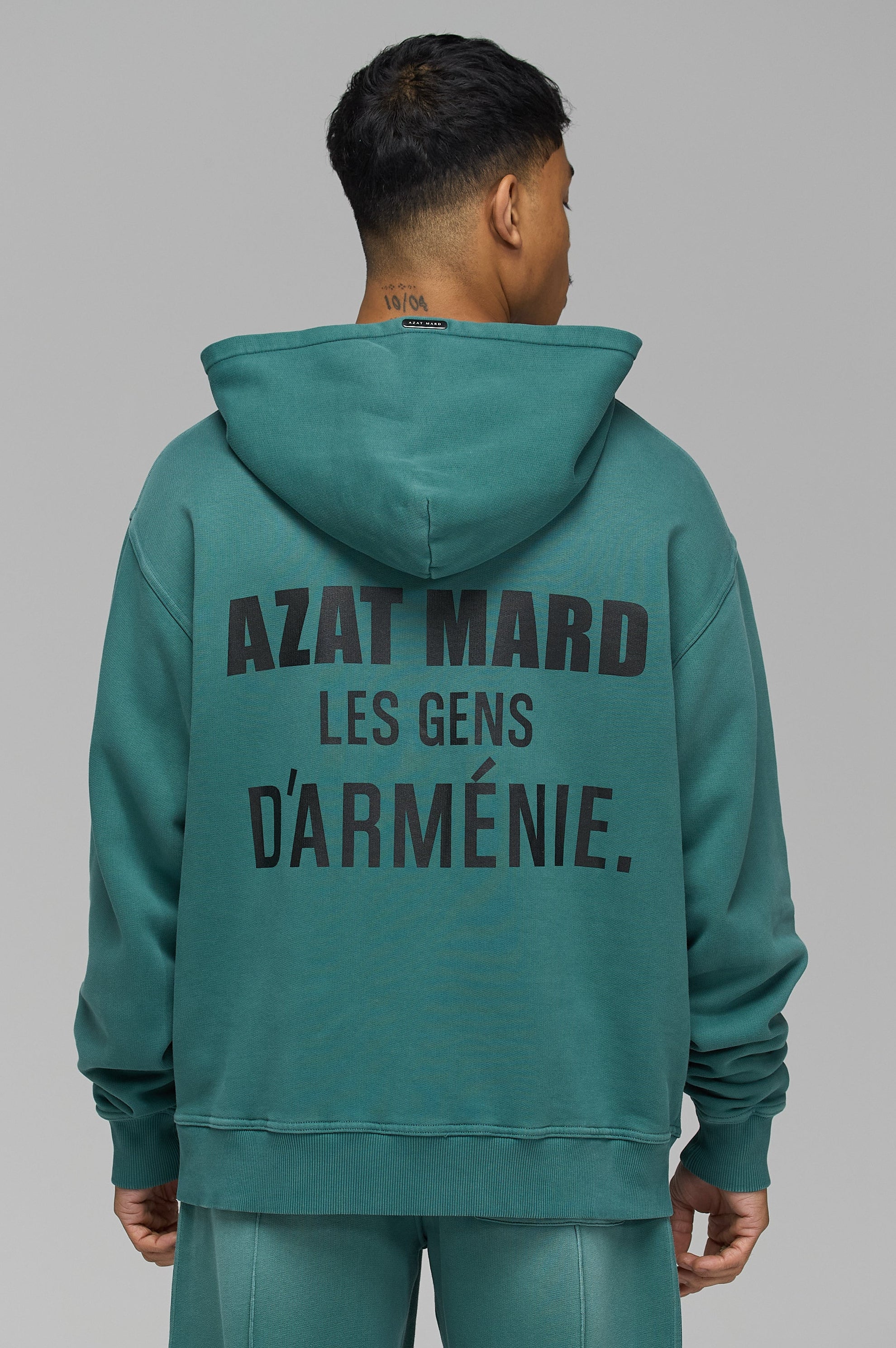 LES GENS WASHED GREEN HOODIE | AZAT MARD