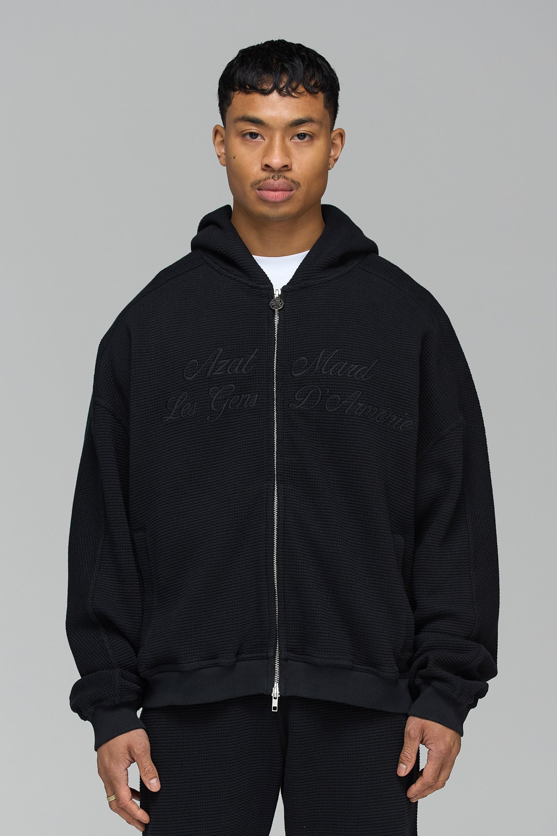 LES GENS SIGNATURE WAFFLE ZIPPER HOODIE | Azat Mard