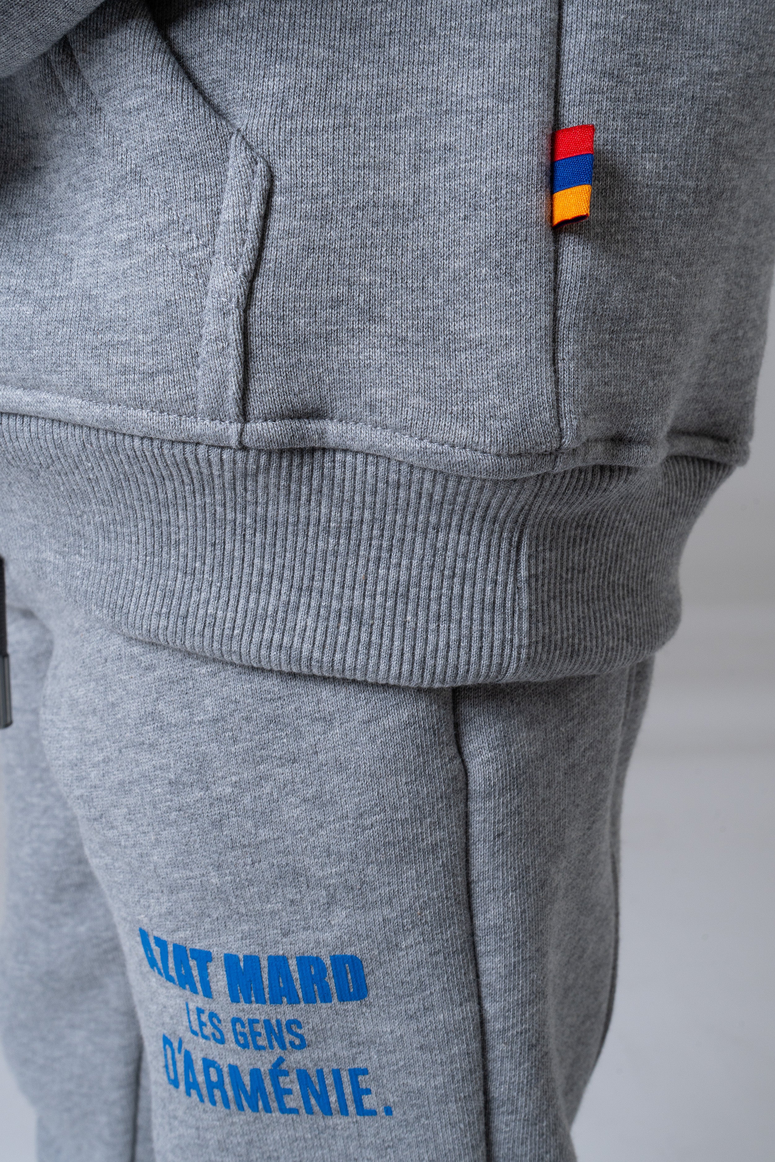 LES GENS HEATHER GREY/BLUE KIDS HOODIE