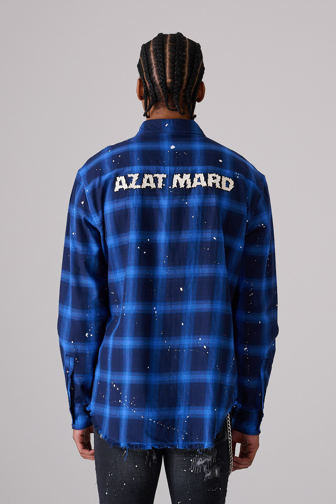 BLUE CHECK FLANNEL SHIRT WITH OFF-WHITE PU