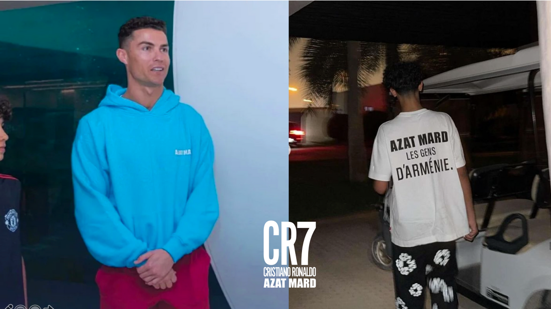 Cristiano Ronaldo and Ronaldo Jr wearing AZAT MARD