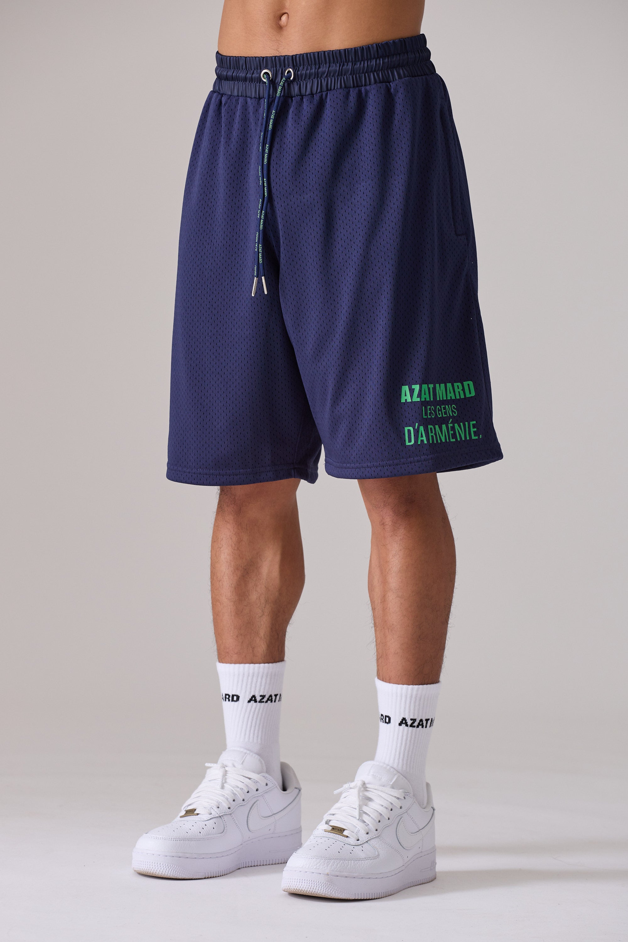 LES GENS NAVY/GREEN MESH SHORTS