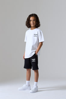 LES GENS WHITE T-SHIRT & BLACK SHORT KIDS TWINSET