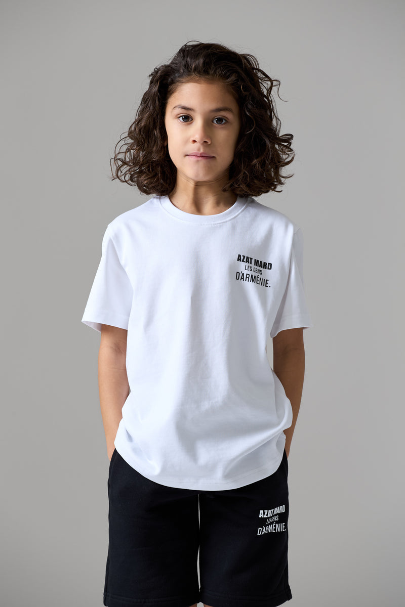 LES GENS WHITE T-SHIRT & BLACK SHORT KIDS TWINSET