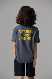 LES GENS CHARCOAL/YELLOW KIDS T-SHIRT