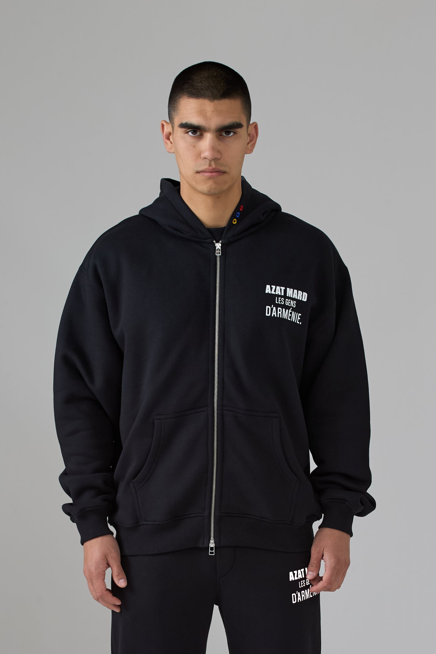 LES GENS BLACK ZIPPER HOODIE