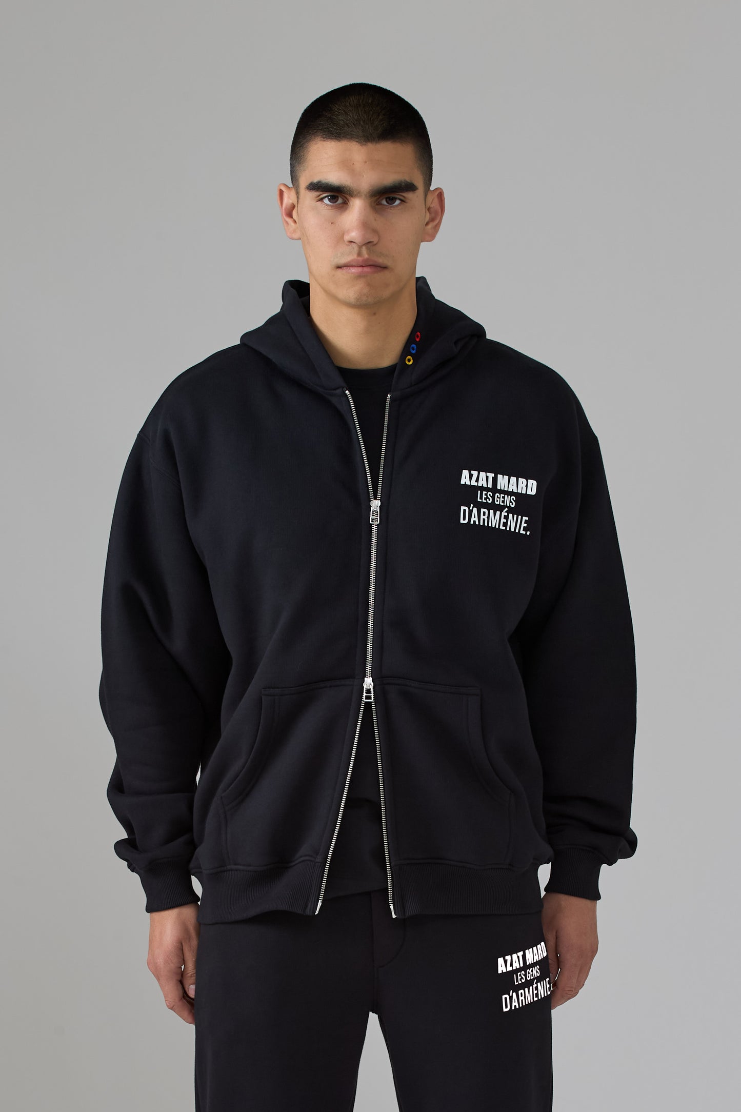 LES GENS BLACK ZIPPER HOODIE