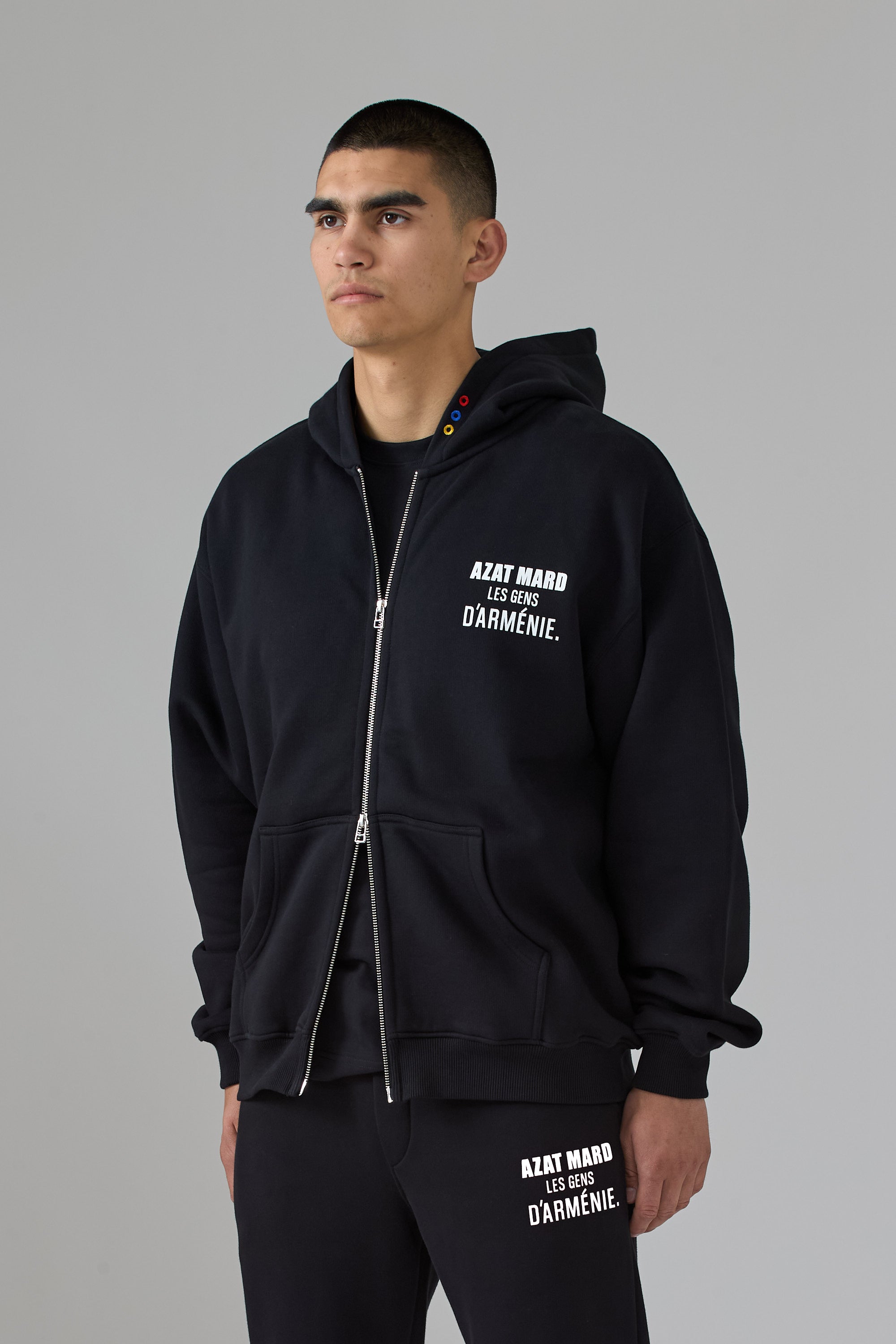 LES GENS BLACK/WHITE ZIPPER HOODIE