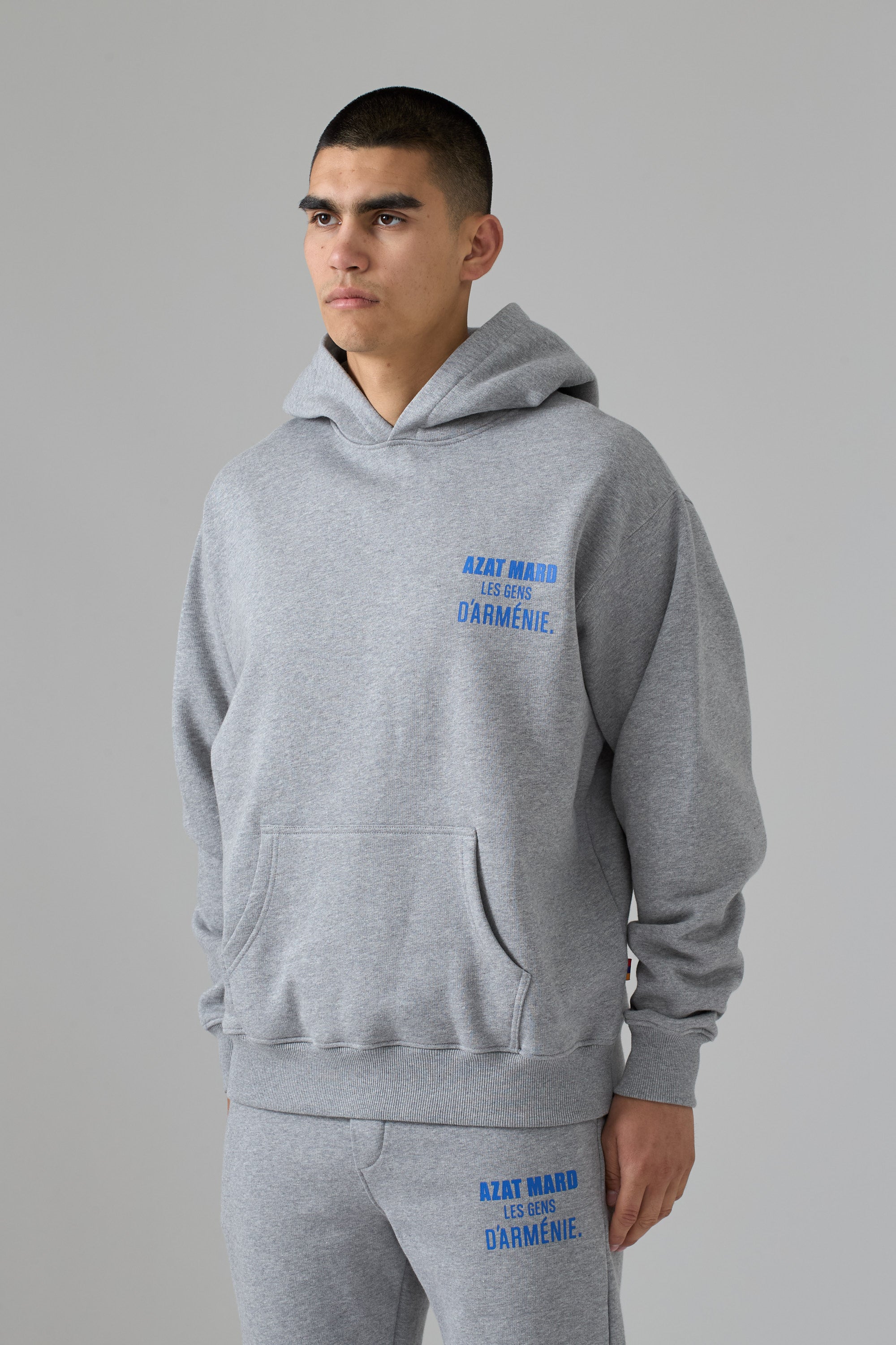 LES GENS HEATHER GREY WITH BLUE HOODIE