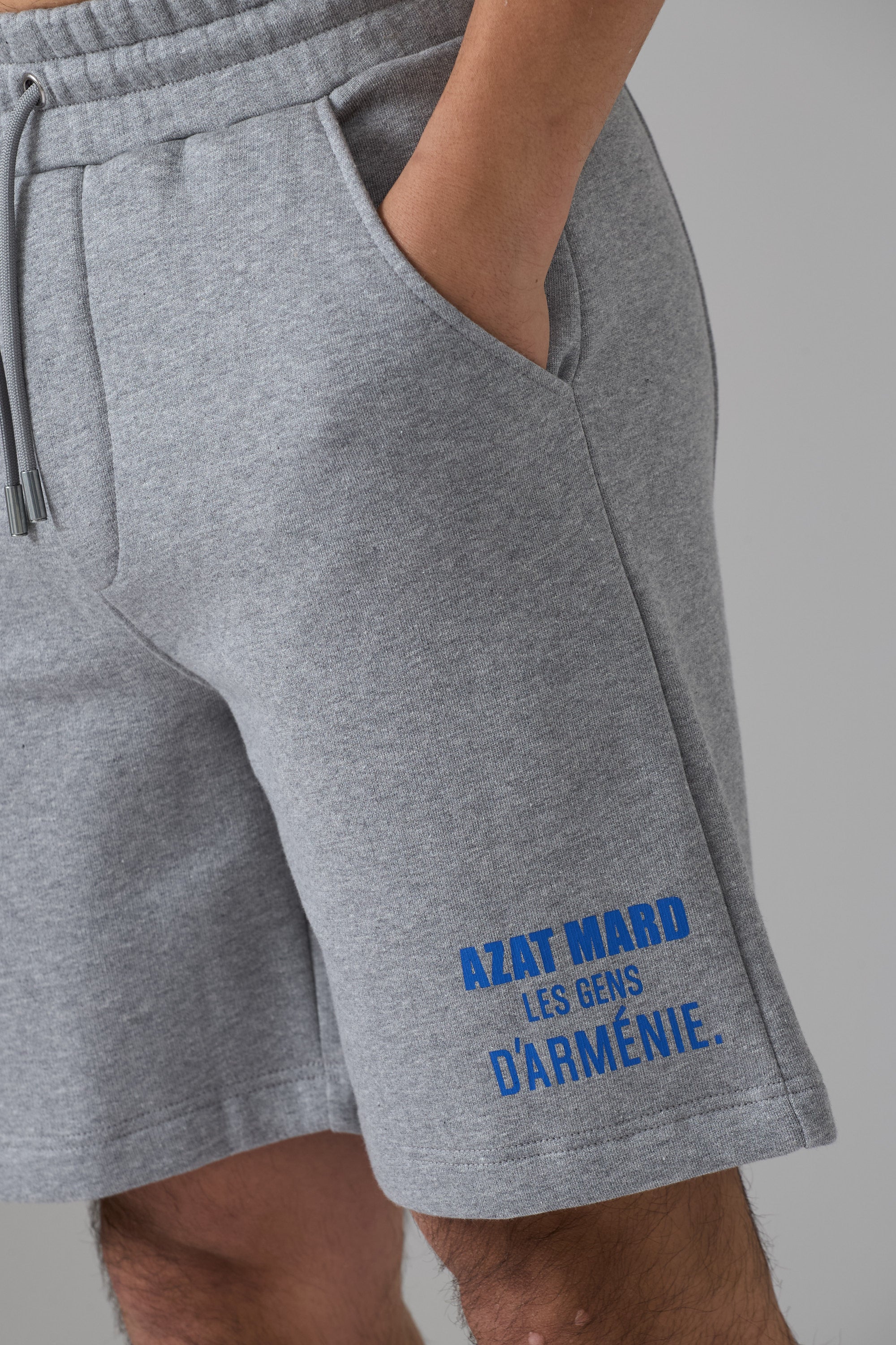 LES GENS HEATHER GREY WITH BLUE SHORTS