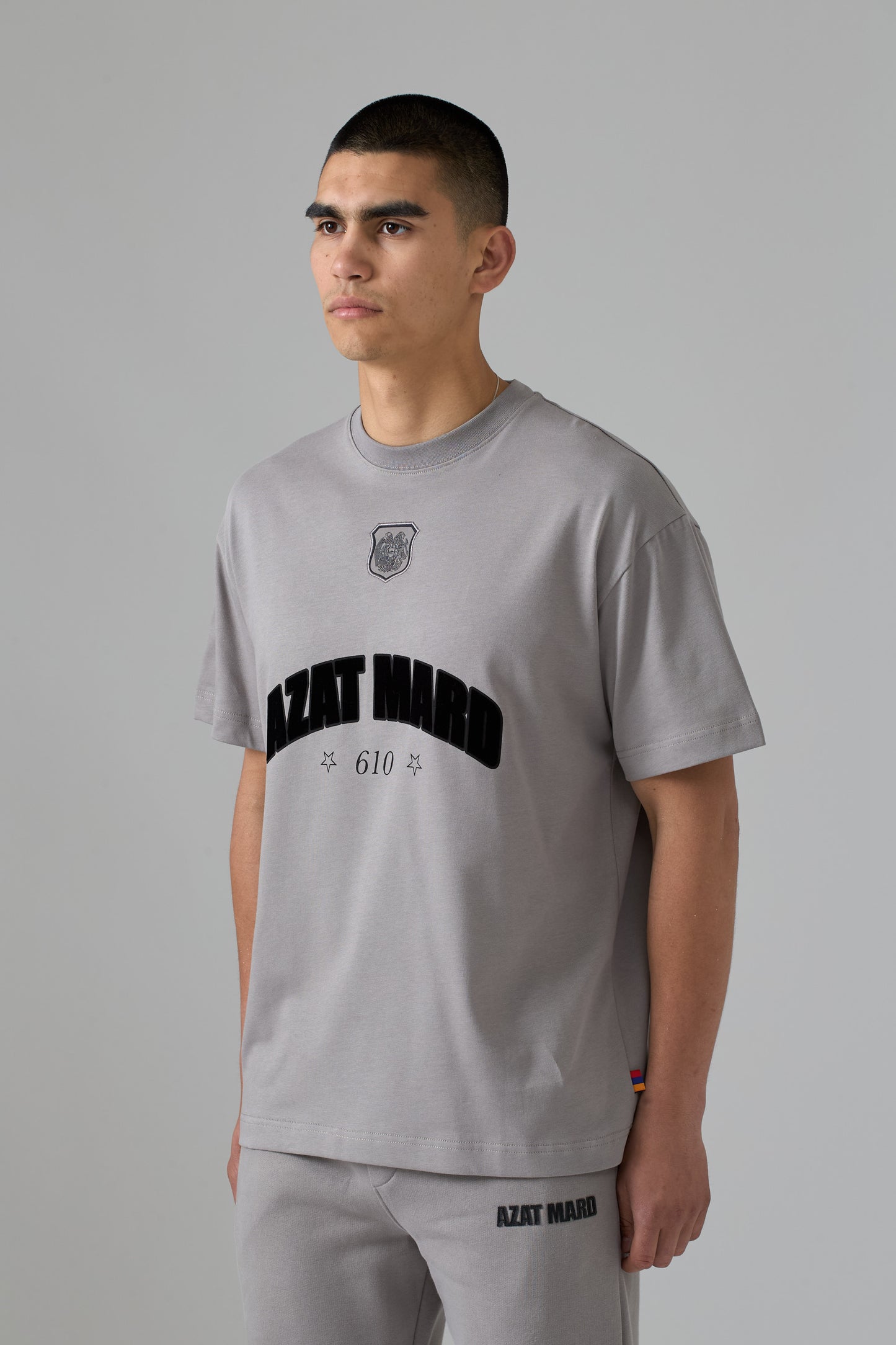 GREY FRONT CREST T-SHIRT