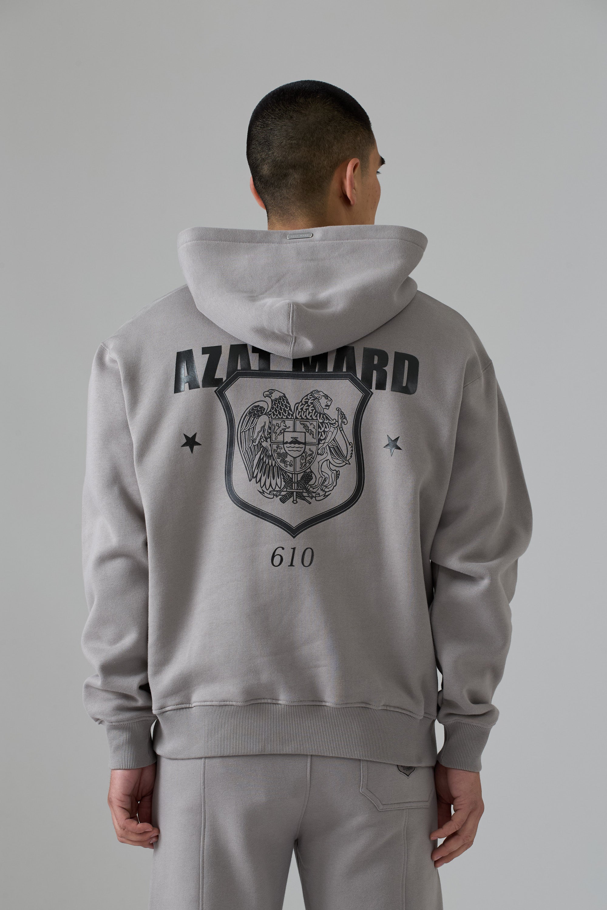 GREY CREST HOODIE