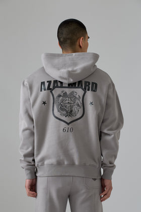 GREY CREST HOODIE