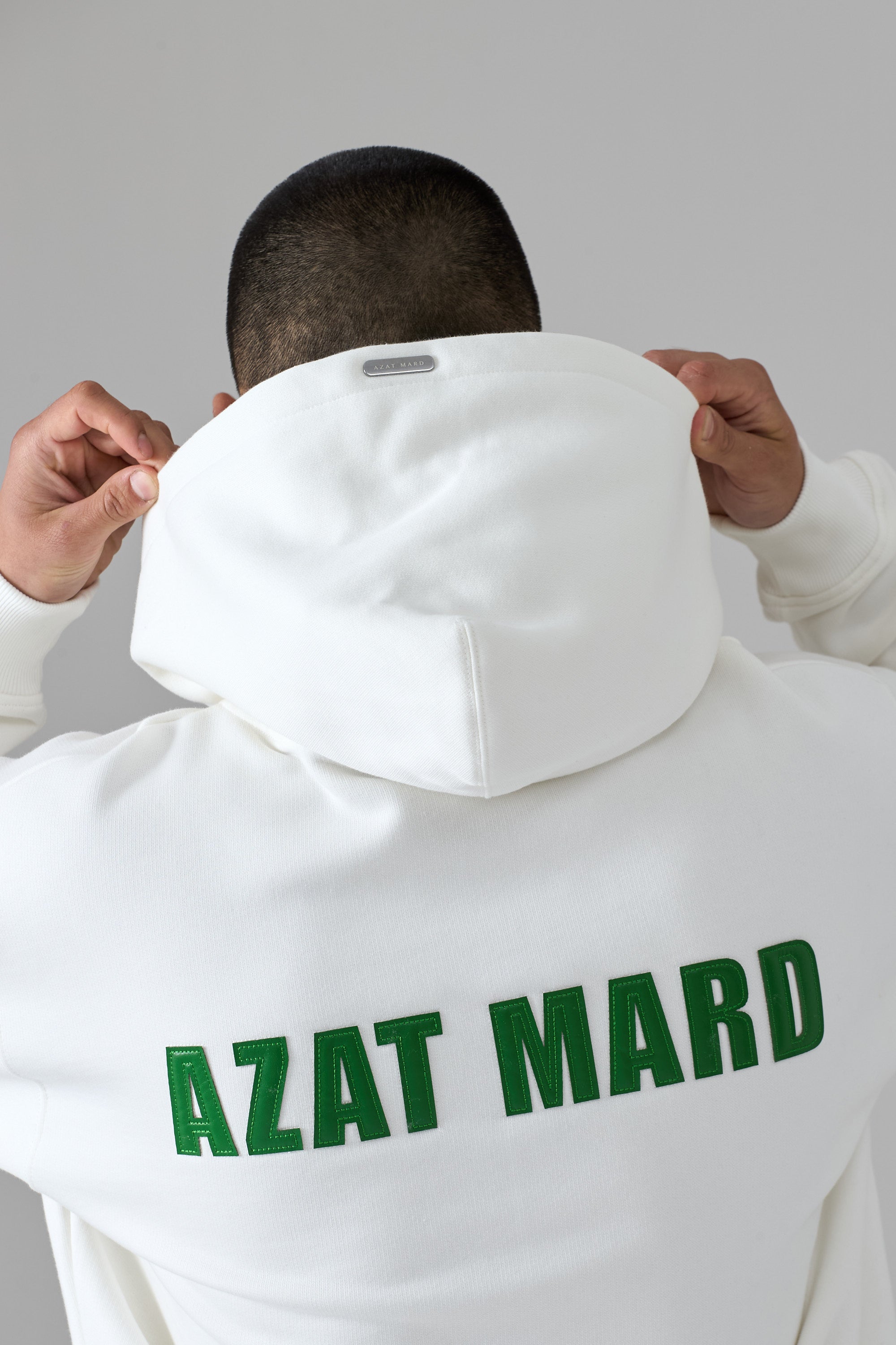 WHITE CORE HOODIE WITH GREEN IMPACT PU