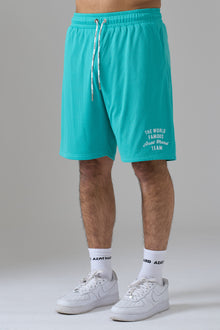 WORLD FAMOUS AZAT MARD TEAM SEA GREEN MESH SHORTS