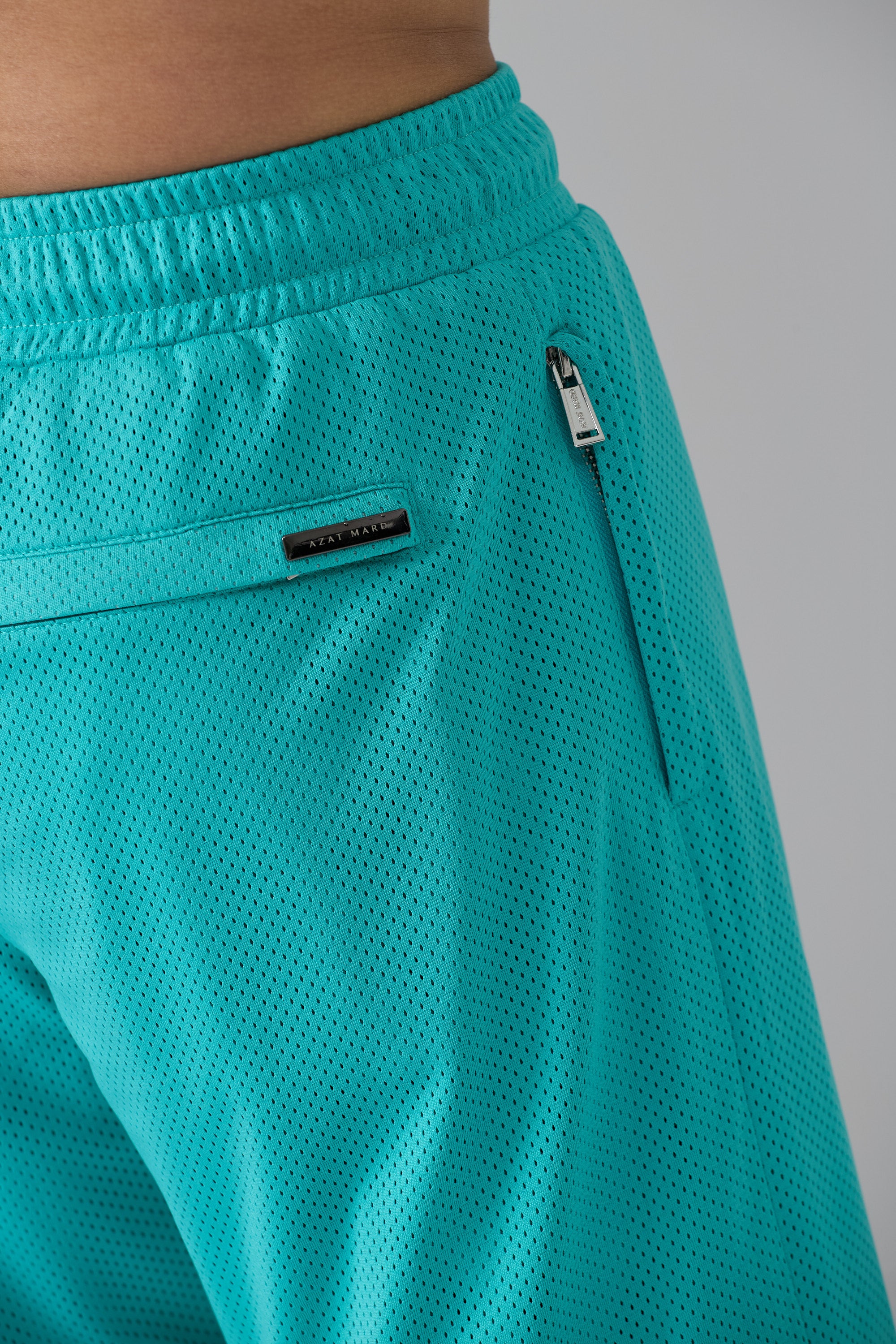 WORLD FAMOUS AZAT MARD TEAM SEA GREEN MESH SHORTS