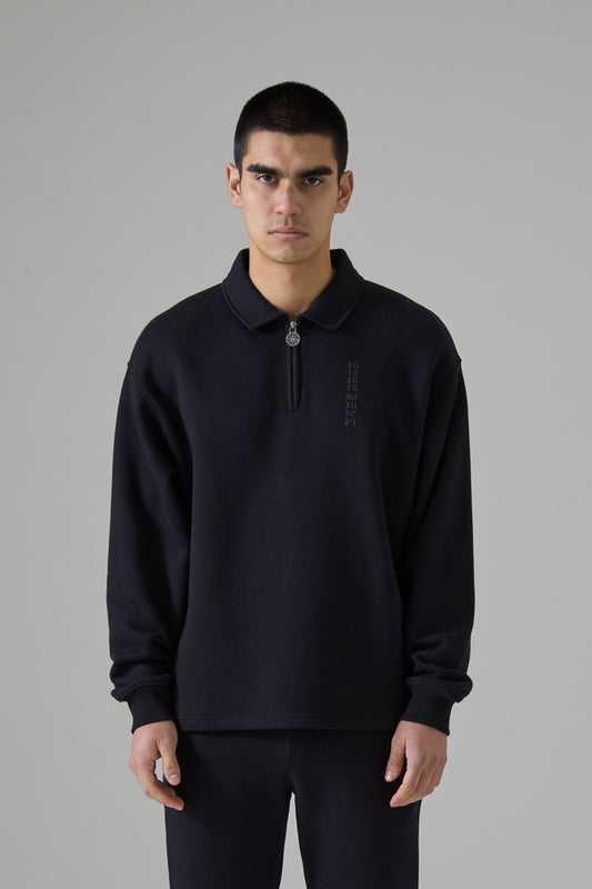 WHEEL OF ETERNITY BLACK QUARTER ZIP SWEATER