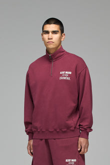 LES GENS MAROON QUARTER ZIP SWEATER