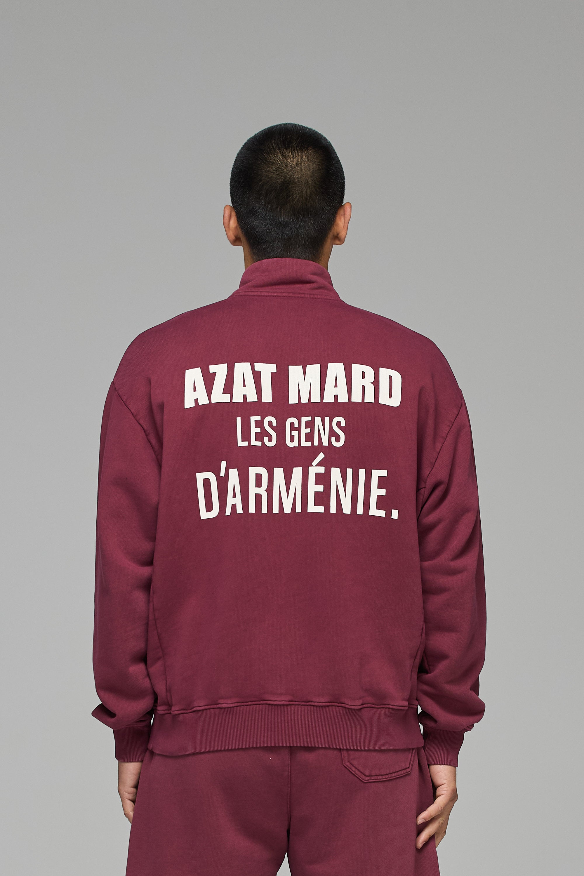 LES GENS MAROON QUARTER ZIP SWEATER