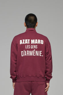 LES GENS MAROON QUARTER ZIP SWEATER
