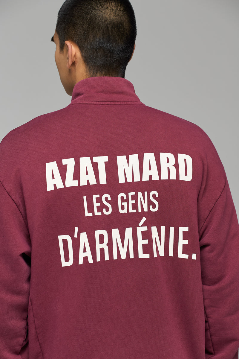 LES GENS MAROON QUARTER ZIP SWEATER