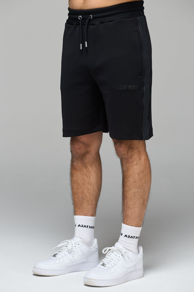 BLACK TRACKSUIT SHORTS
