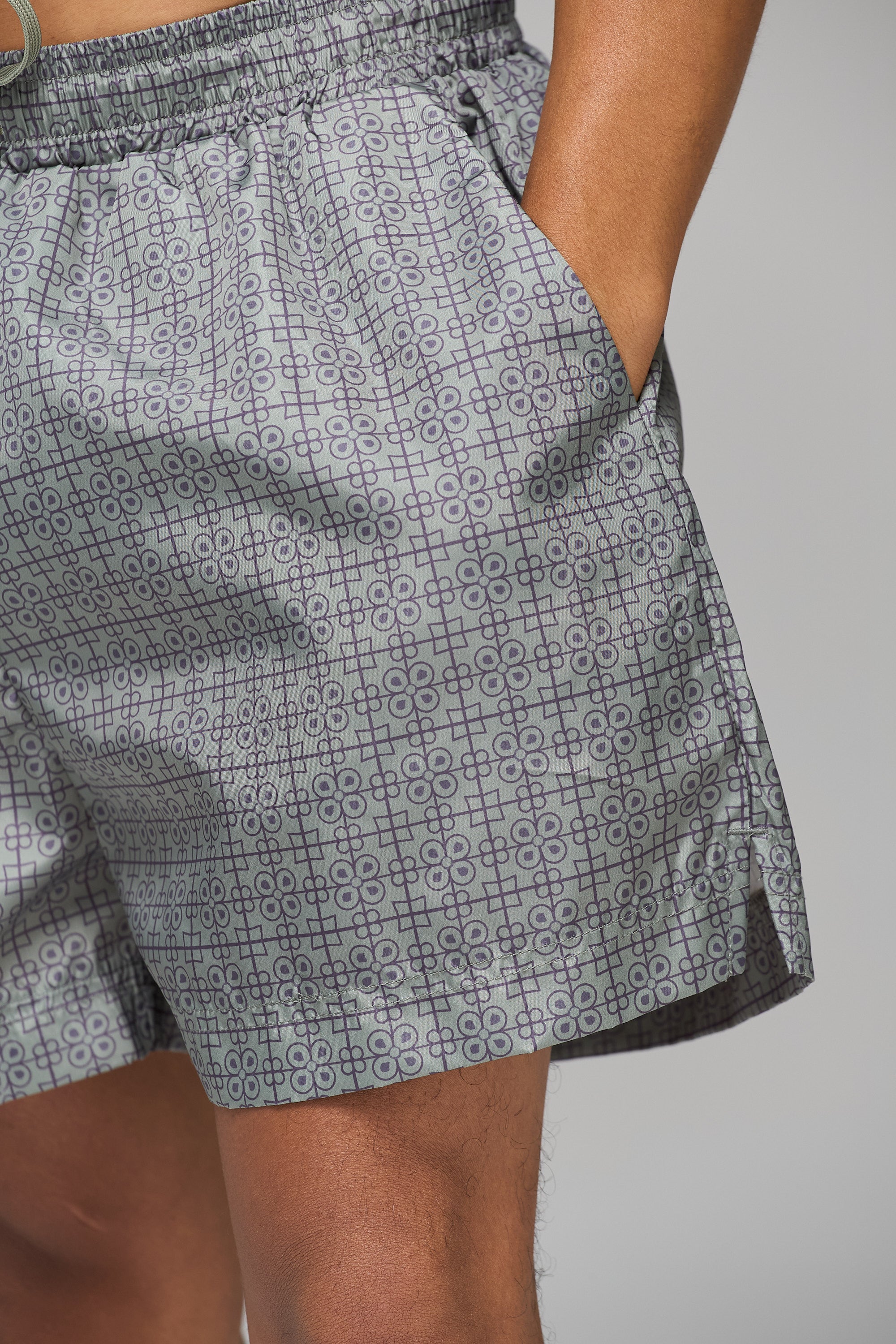 KHAKI ARMENIAN PATTERN SWIM SHORTS