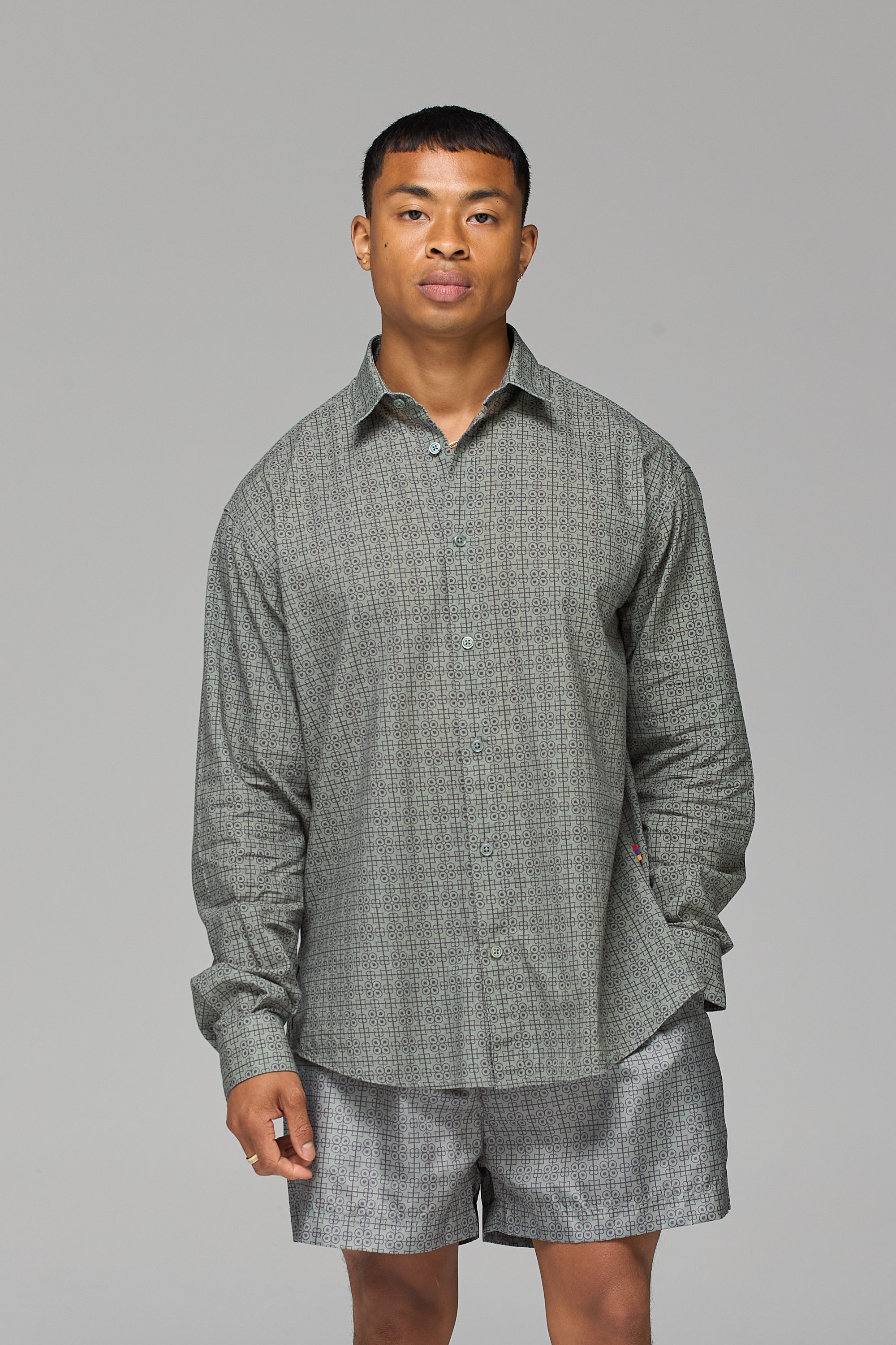 KHAKI ARMENIAN PATTERN SWIM SHORTS