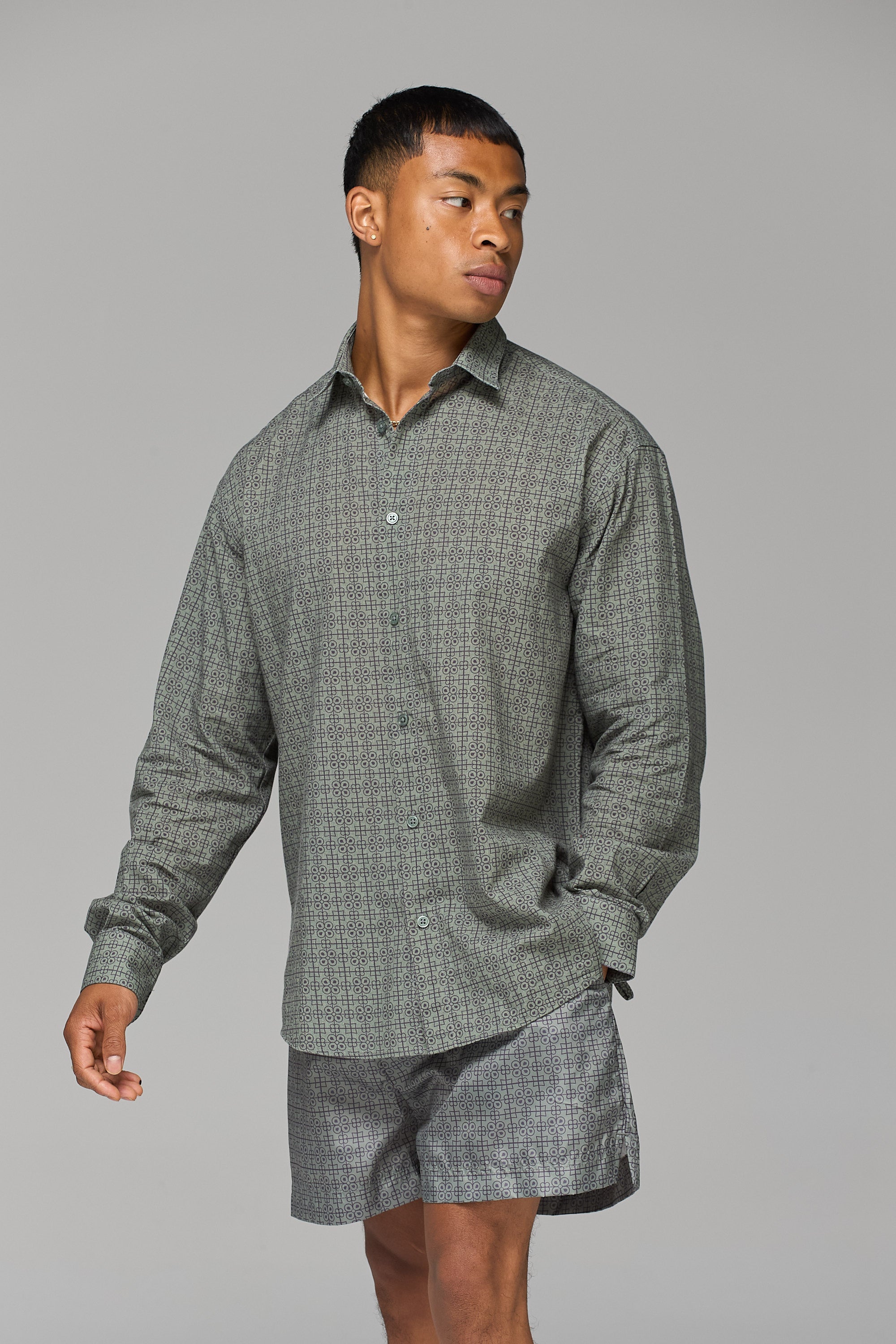 KHAKI ARMENIAN PATTERN SWIM SHORTS