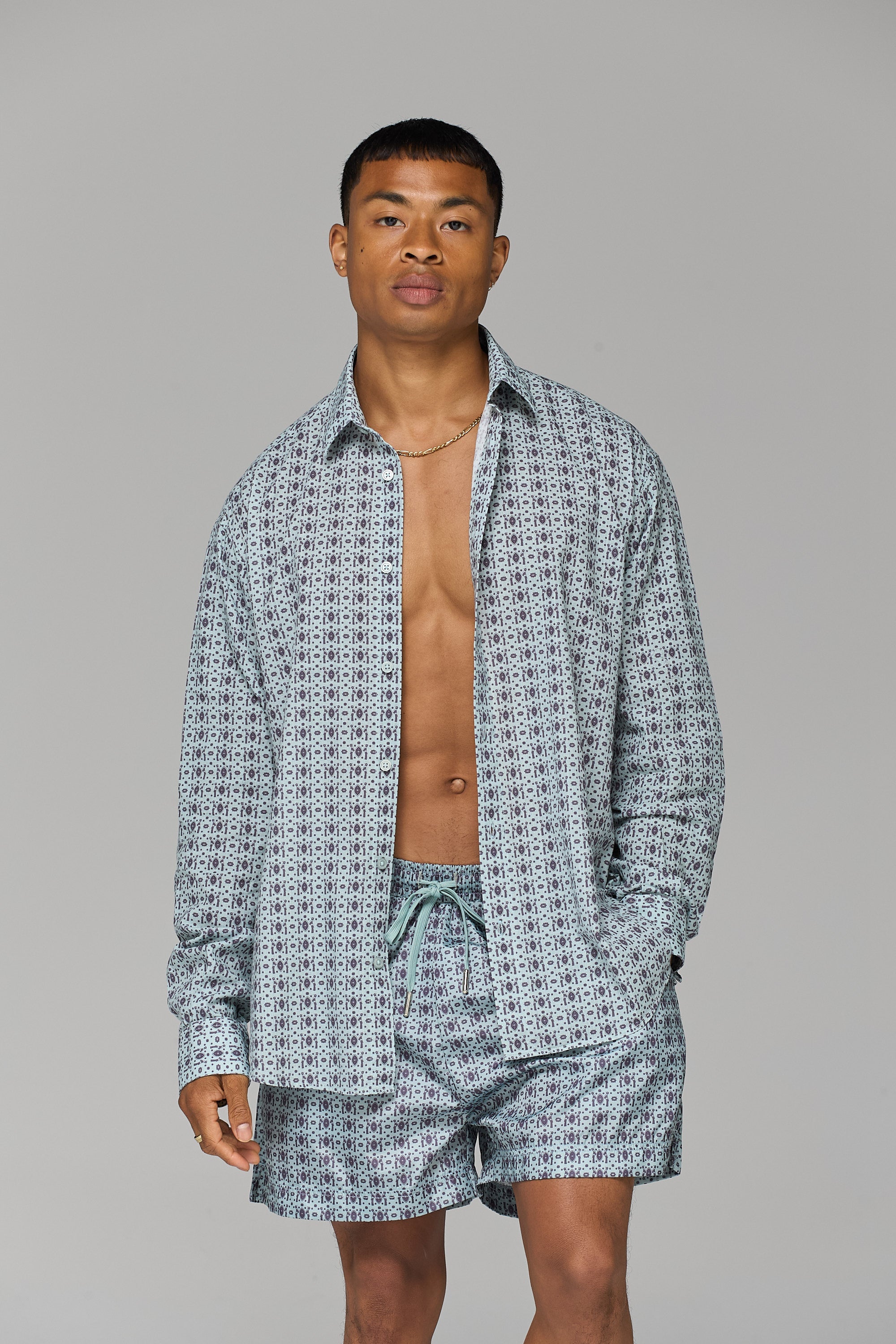 GREY ARMENIAN PATTERN SWIM SHORT