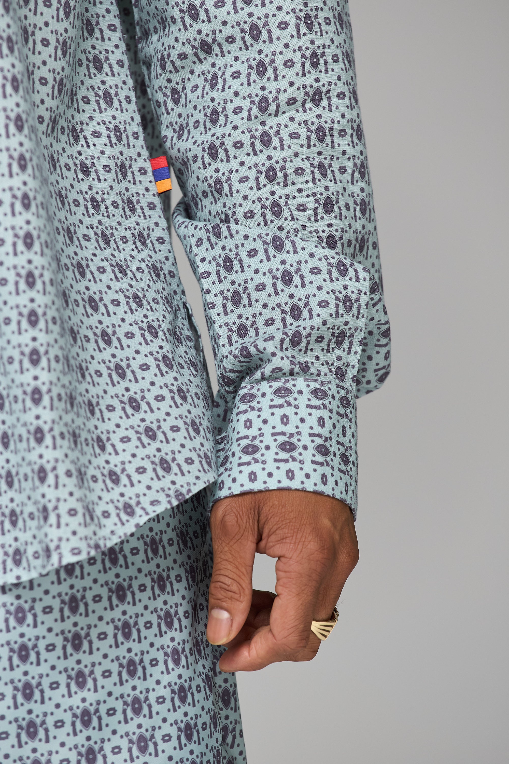 GREY ARMENIAN PATTERN RELAXED SHIRT