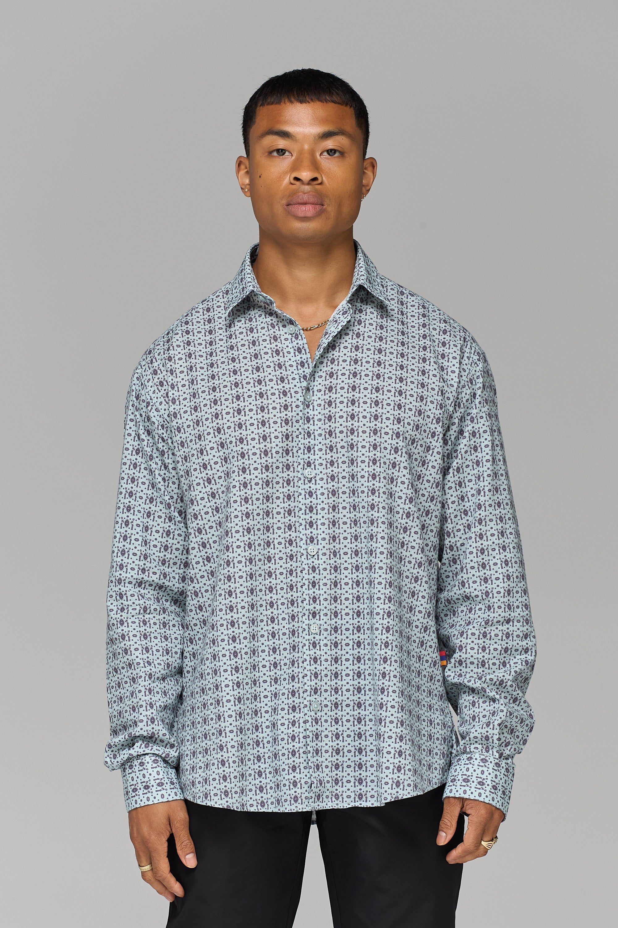 GREY ARMENIAN PATTERN RELAXED SHIRT