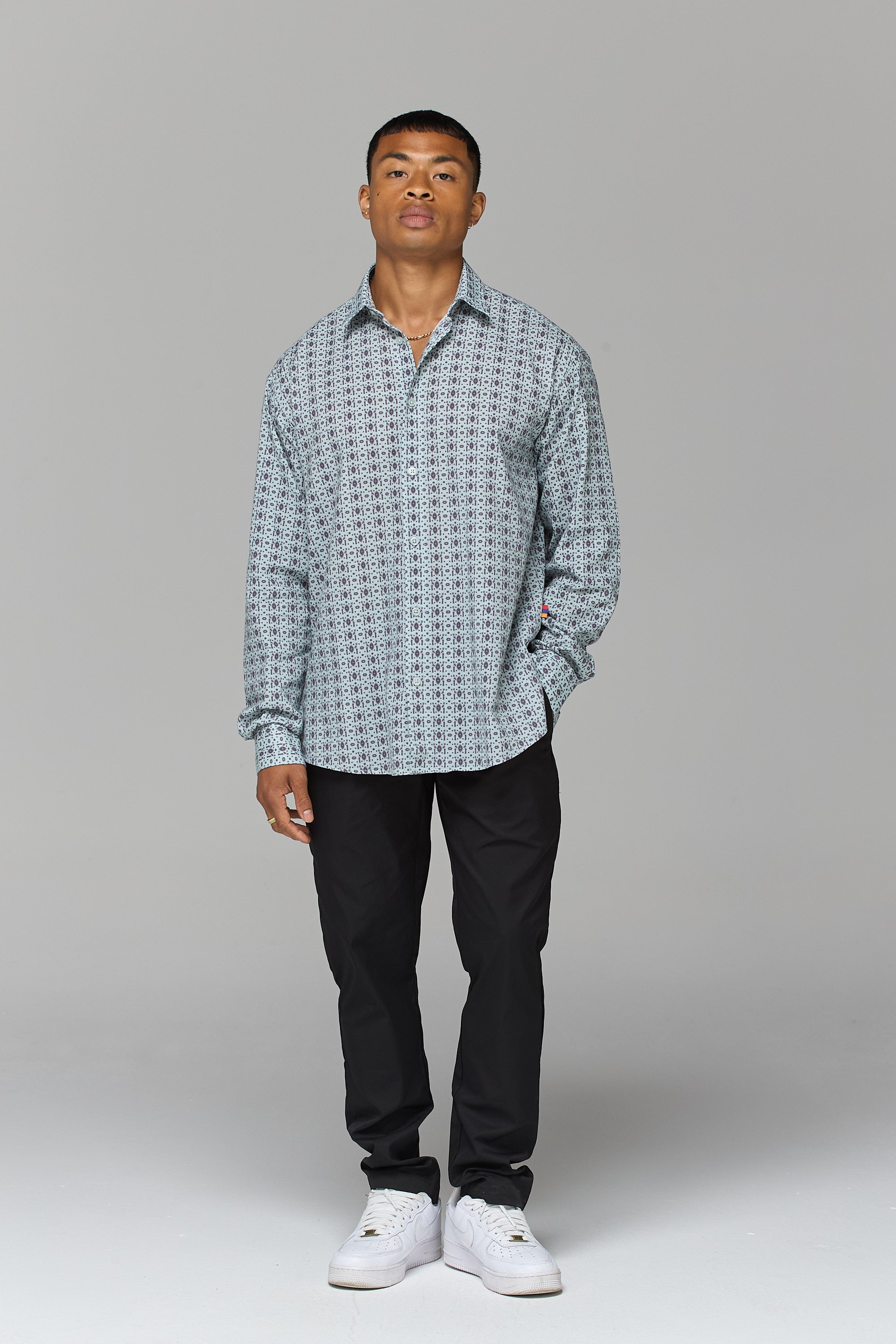 GREY ARMENIAN PATTERN RELAXED SHIRT