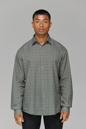 KHAKI ARMENIAN PATTERN RELAXED SHIRT