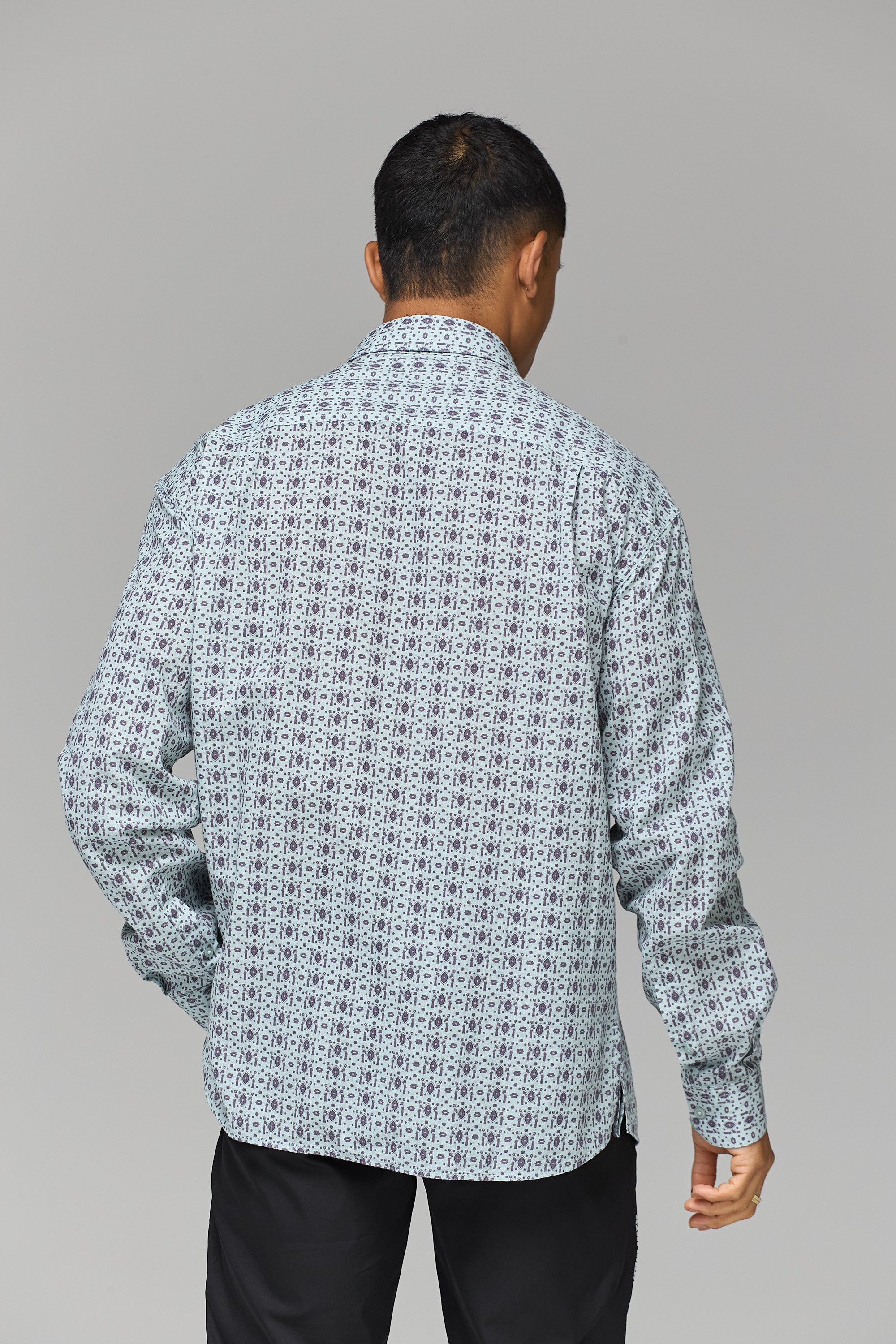 GREY ARMENIAN PATTERN RELAXED SHIRT