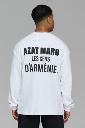 LES GENS WHITE RELAXED WAFFLE LONG SLEEVE T-SHIRT