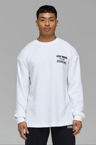 LES GENS WHITE RELAXED WAFFLE LONG SLEEVE T-SHIRT