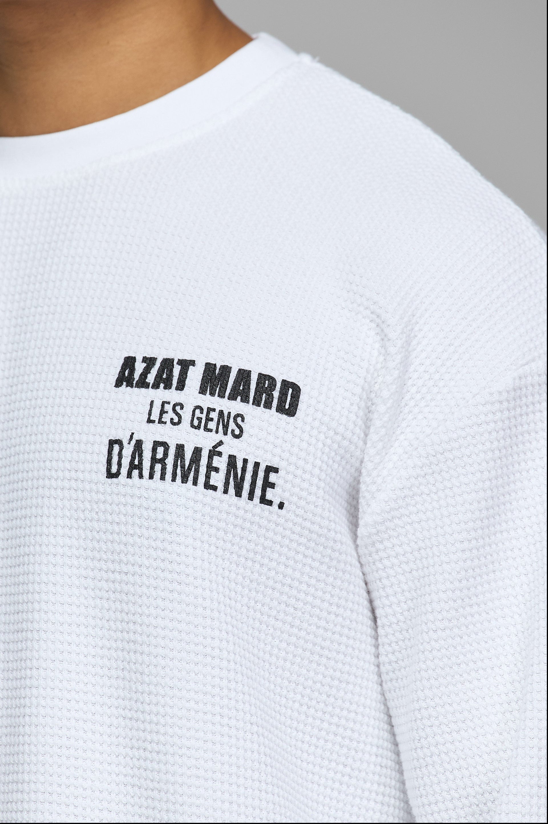 LES GENS WHITE RELAXED WAFFLE LONG SLEEVE T-SHIRT