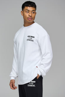 LES GENS WHITE RELAXED WAFFLE LONG SLEEVE T-SHIRT