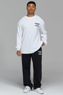 LES GENS WHITE RELAXED WAFFLE LONG SLEEVE T-SHIRT