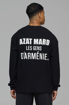 LES GENS BLACK RELAXED WAFFLE LONG SLEEVE T-SHIRT