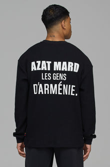LES GENS BLACK RELAXED WAFFLE LONG SLEEVE T-SHIRT