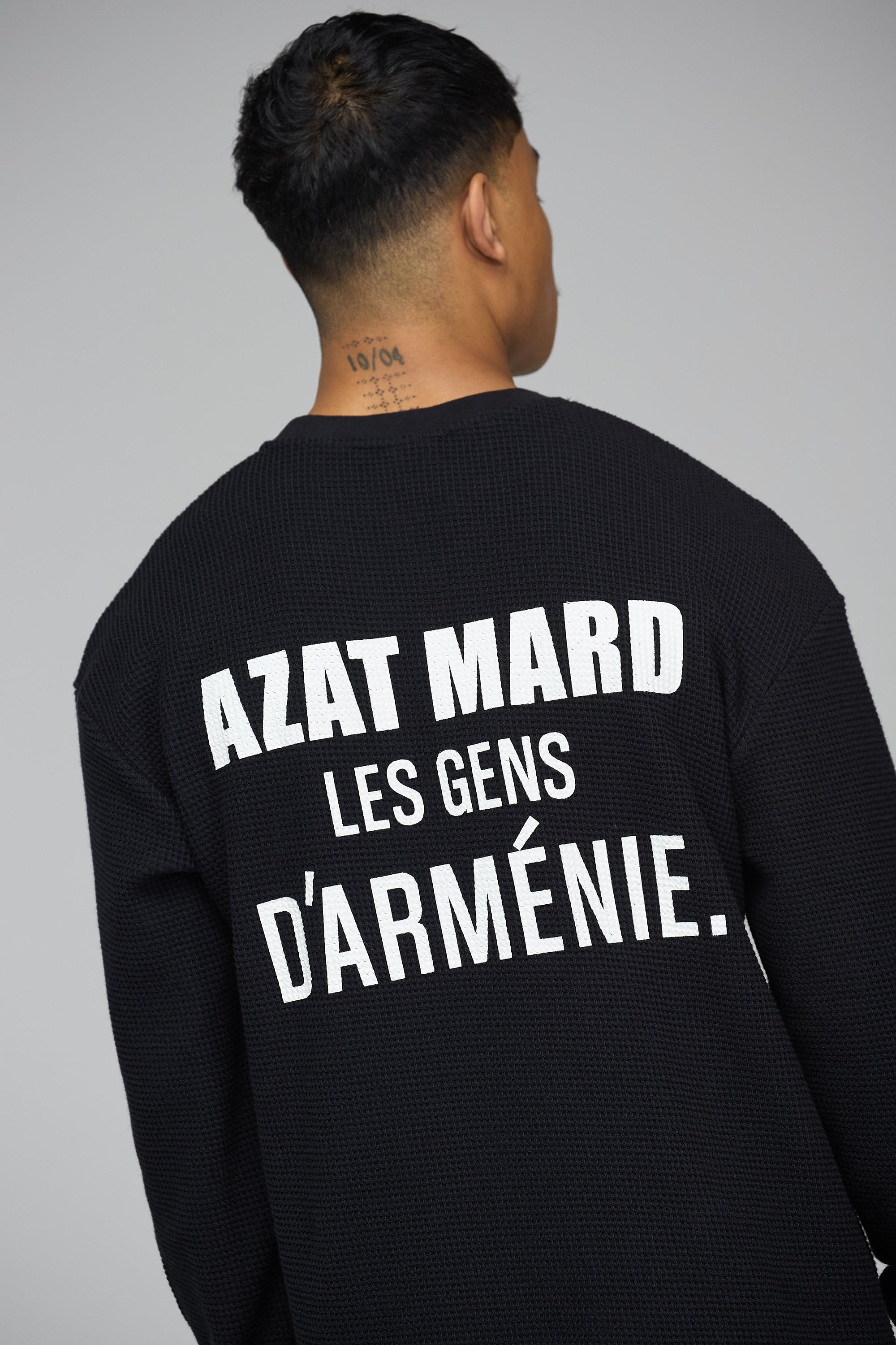 LES GENS BLACK RELAXED WAFFLE LONG SLEEVE T-SHIRT