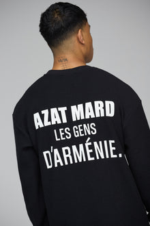 LES GENS BLACK RELAXED WAFFLE LONG SLEEVE T-SHIRT