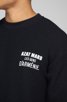 LES GENS BLACK RELAXED WAFFLE LONG SLEEVE T-SHIRT