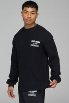 LES GENS BLACK RELAXED WAFFLE LONG SLEEVE T-SHIRT