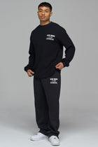 LES GENS BLACK RELAXED WAFFLE LONG SLEEVE T-SHIRT