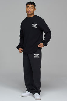 LES GENS BLACK RELAXED WAFFLE LONG SLEEVE T-SHIRT