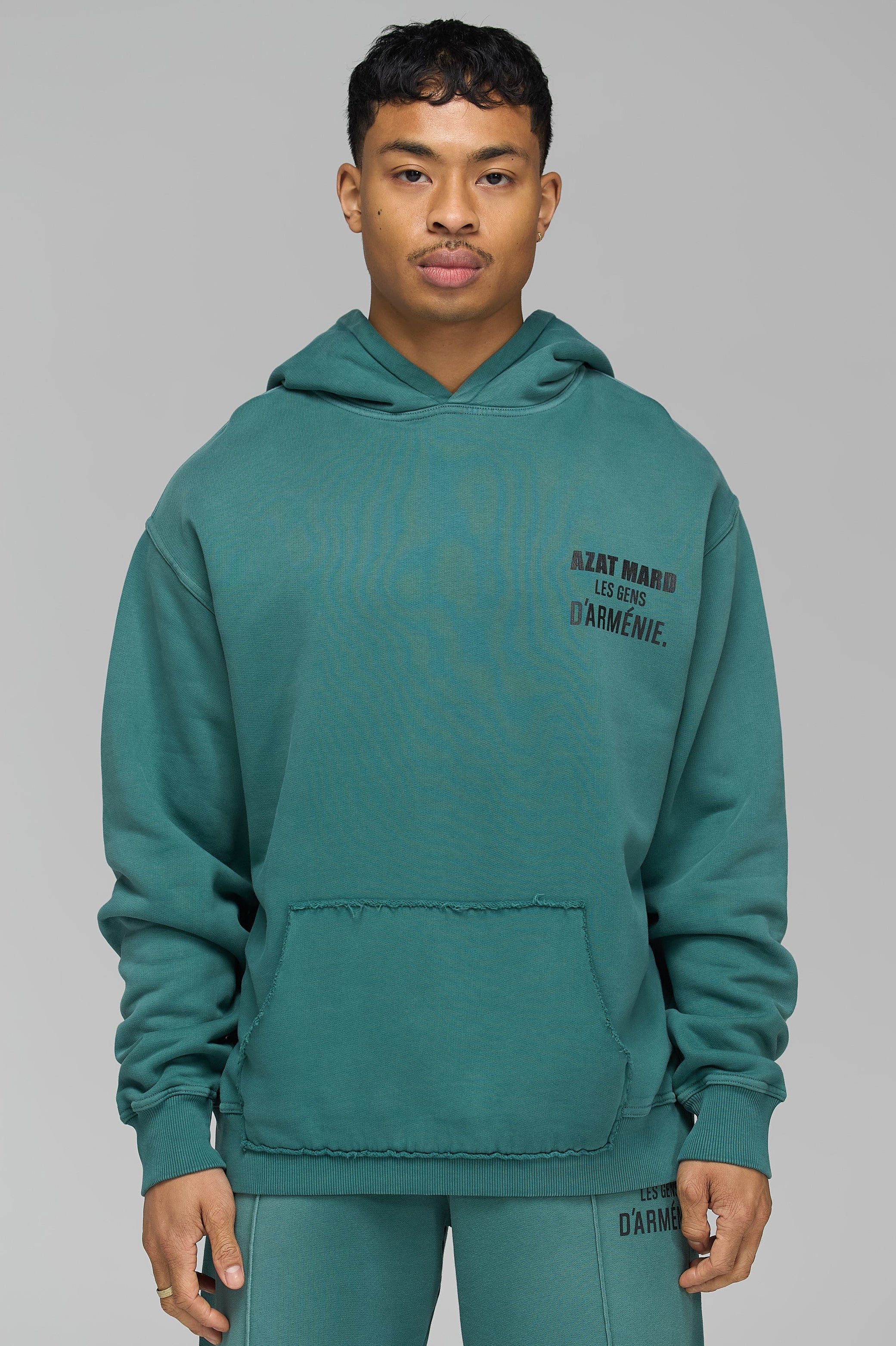 LES GENS WASHED GREEN HOODIE | AZAT MARD
