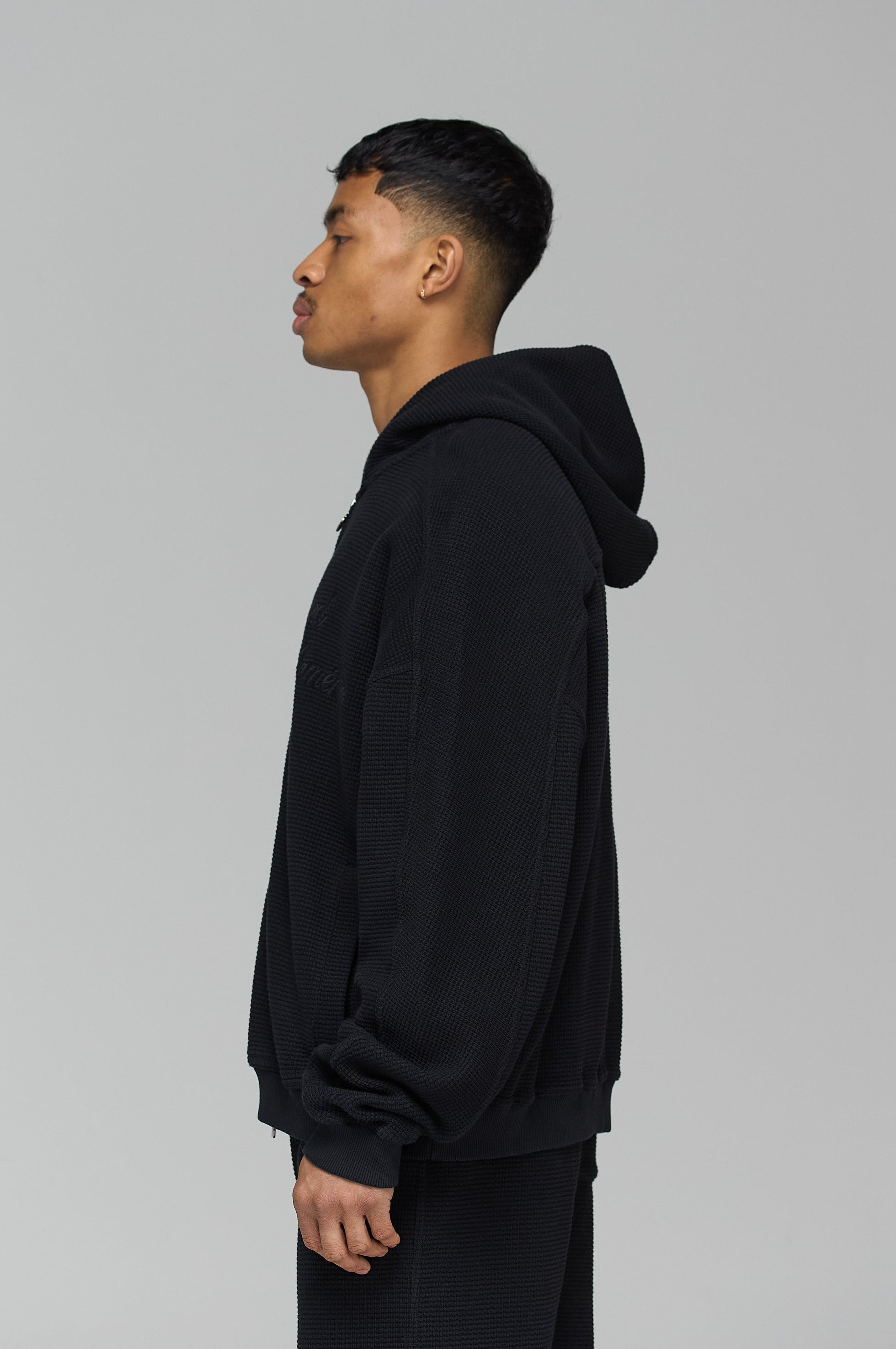 LES GENS SIGNATURE WAFFLE ZIPPER HOODIE | Azat Mard